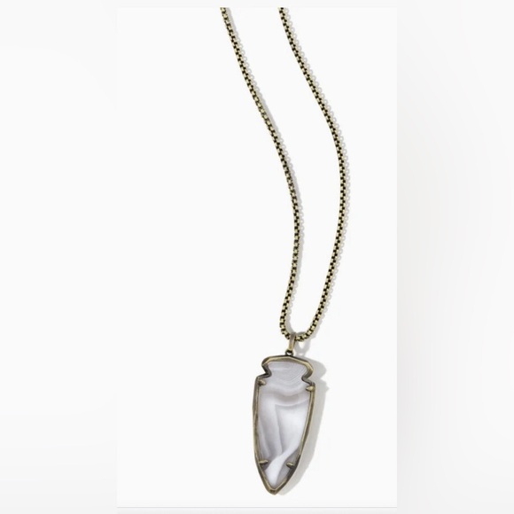 Kendra Scott Jewelry - KENDRA SCOTT Kimmy White Agate Arrowhead Stone Pendant Long Necklace 31”